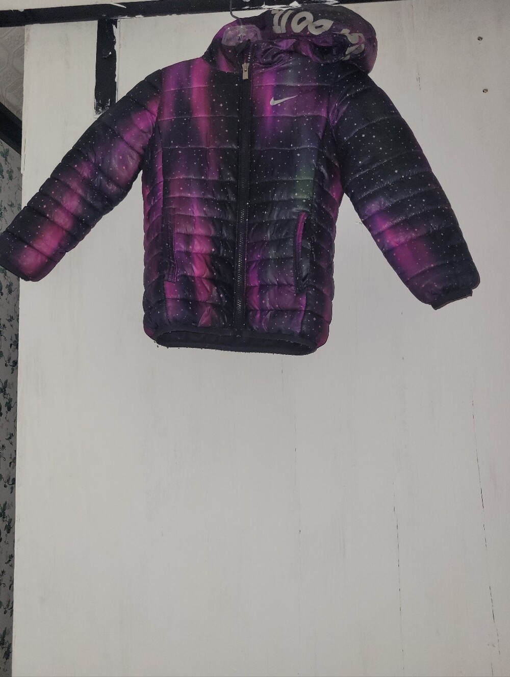 Nike Kids Galaxy-Print Hooded Puffer Jacket in Purple and Black